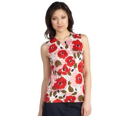 Isaac Mizrahi Live! Sleeveless Poppy Floral Sweater - A214752