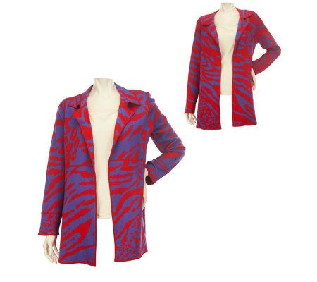 George Simonton Animal Jacquard Reversible Open Front Cardigan - A221152