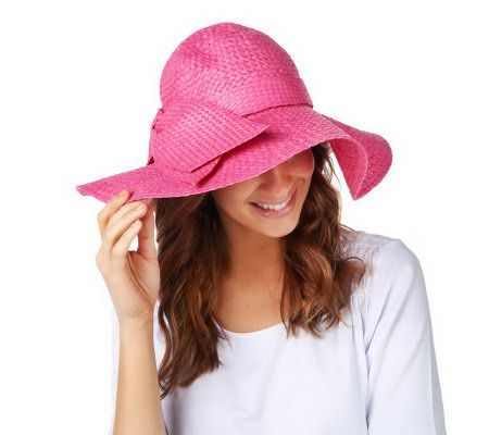 Liz Claiborne New York Straw Floppy Hat with Large Bow - A223952
