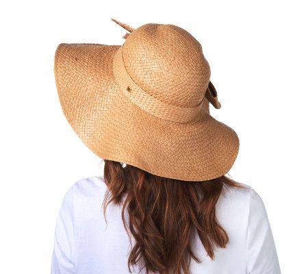 Liz Claiborne New York Straw Floppy Hat with Large Bow
