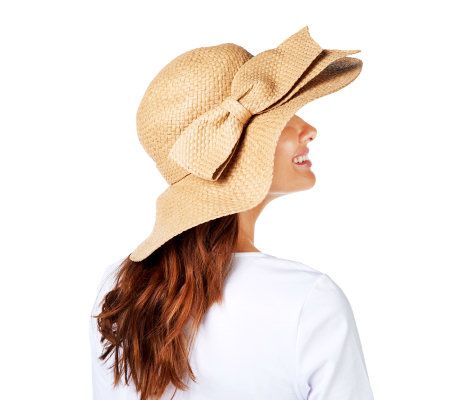 Liz Claiborne New York Straw Floppy Hat with Large Bow