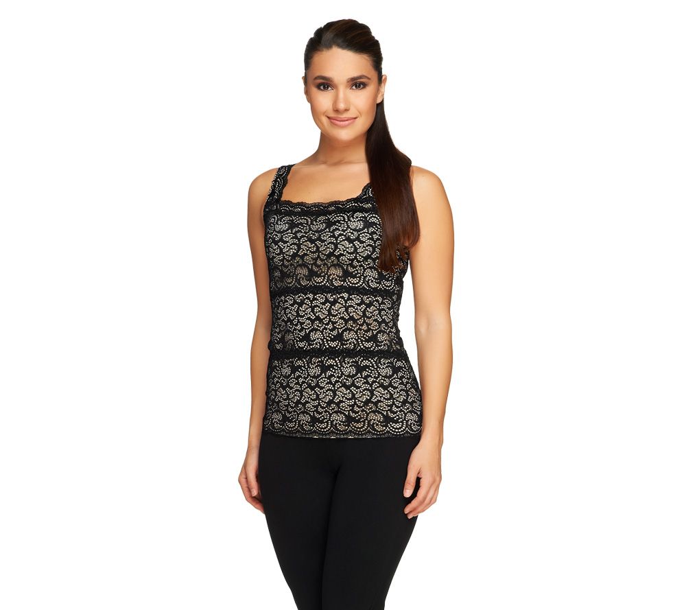 Women with Control Square Neck Lace Cami w/ Scallop Trim - A225852