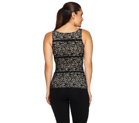 Women with Control Square Neck Lace Cami w/ Scallop Trim