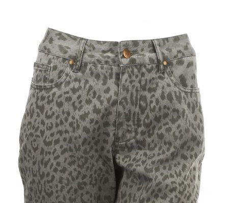 Women with Control Regular Animal Print Slim Leg Jeans