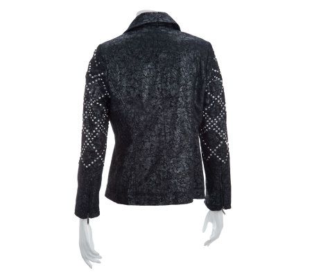 Bradley by Bradley Bayou Metallic Suede Jacket with Rhinestone Trim