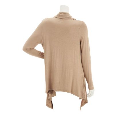 LOGO by Lori Goldstein Drape Front Cardigan with Pockets