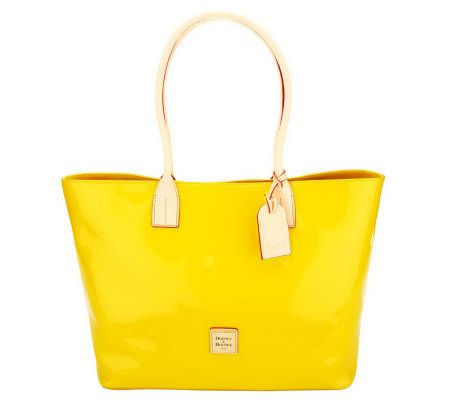 Dooney & Bourke Patent Leather Double Handle Large Shopper w/ Plated Logo - A231452