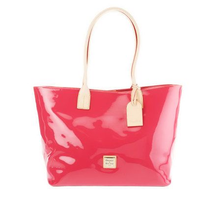Dooney & Bourke Patent Leather Double Handle Large Shopper w/ Plated Logo - A231452