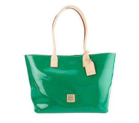 Dooney & Bourke Patent Leather Double Handle Large Shopper w/ Plated Logo - A231452