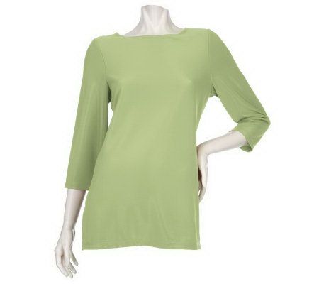 Susan Graver Lustra Knit Ballet Neck 3/4 Sleeve Tunic - A2352