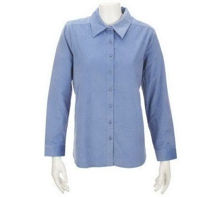 As Is Denim & Co. Corduroy Button Front Big Shirt - A236752