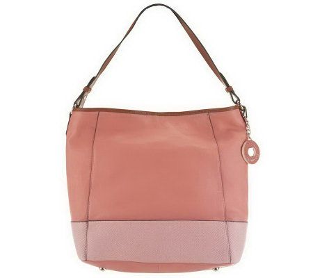 As Is Isaac Mizrahi Live! Bridgehampton Leather Hobo w/ Textured Bottom - A237352
