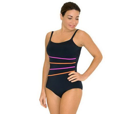 Fit 4 U Colorblock Stripes One-piece Swimsuit - A327352