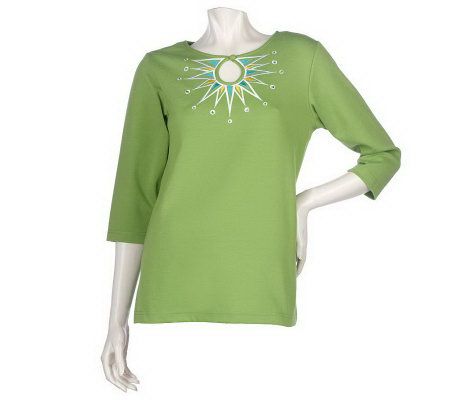 Bob Mackies Star Burst Embroidered Ponte Tunic - A72052