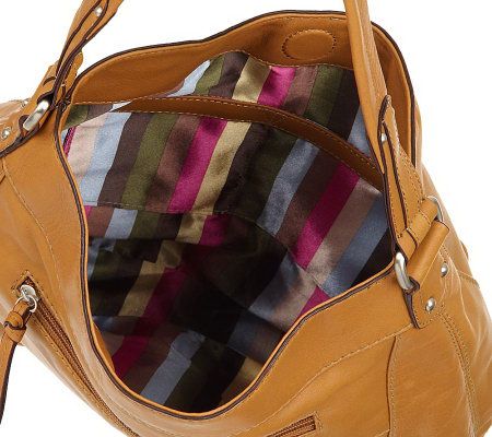 Tignanello Glove Leather Pocket Hobo w/ Braided Accent & Key Fob