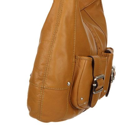 Tignanello Glove Leather Pocket Hobo w/ Braided Accent & Key Fob