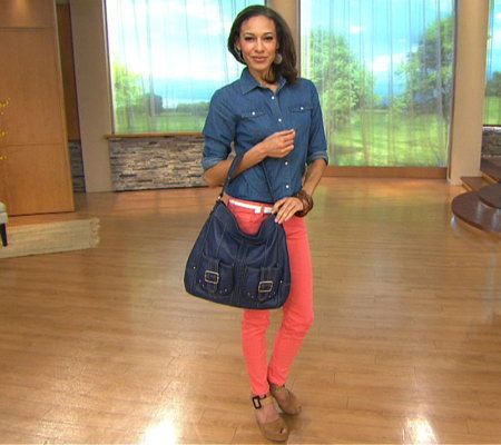 Tignanello Glove Leather Pocket Hobo w/ Braided Accent & Key Fob