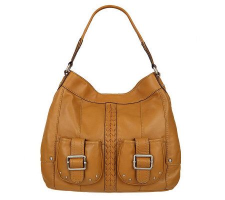 Tignanello Glove Leather Pocket Hobo w/ Braided Accent & Key Fob - A92852