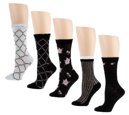 Passione Flora Set of 5 Luxury Crew Socks - A213853
