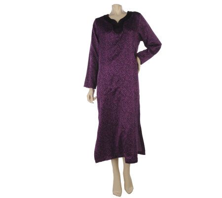 Carole Hochman Paisley Scroll Brush Back Satin Zip Robe - A216853