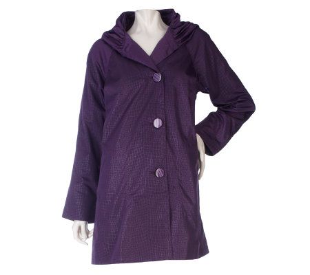 Dennis Basso Water Resistant Croco Embossed Jacket with Shirred Collar - A217253