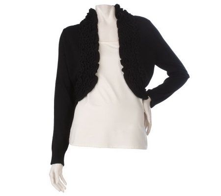 M by Marc Bouwer Shrug with Pointelle Ruffle Trim - A219153