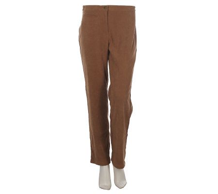 Bob Mackies Moleskin Straight Leg Zip Front Pants - A219653