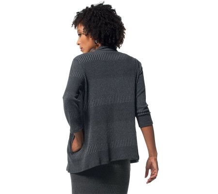 Joan Rivers Drape Front Textured Knit Cardigan