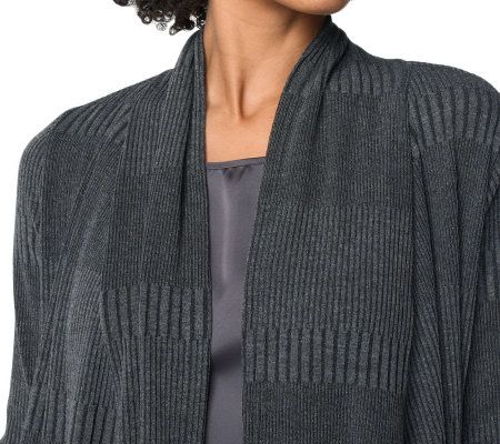 Joan Rivers Drape Front Textured Knit Cardigan