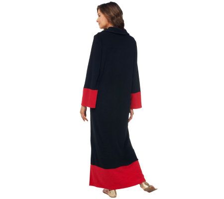 Joan Rivers Regular Length Color Block Terry Lounger w/ Zip Front