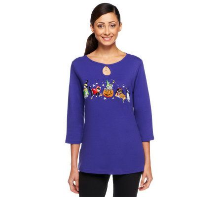 Quacker Factory Trick Or Treat Pet Pals 3/4 Sleeve T-shirt - A226853
