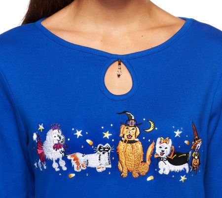 Quacker Factory Trick Or Treat Pet Pals 3/4 Sleeve T-shirt