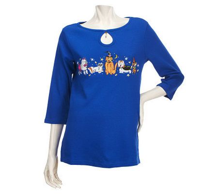 Quacker Factory Trick Or Treat Pet Pals 3/4 Sleeve T-shirt - A226853