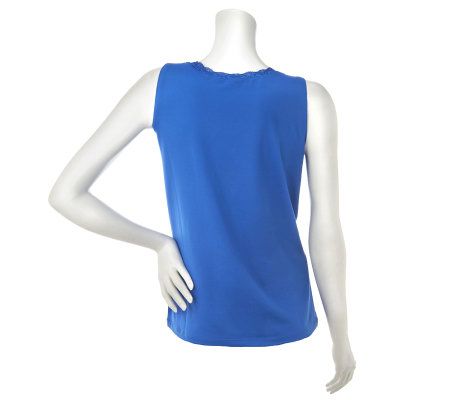 Susan Graver Lace V-Neck Butterknit Sleeveless Top