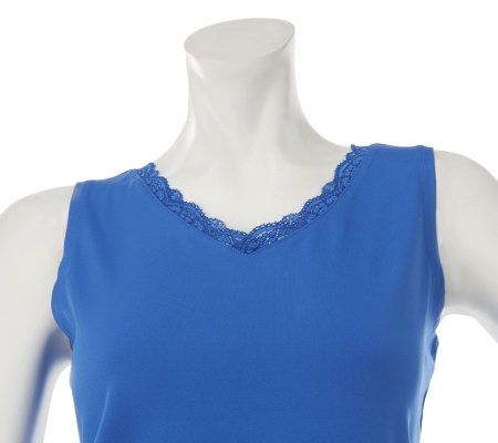 Susan Graver Lace V-Neck Butterknit Sleeveless Top