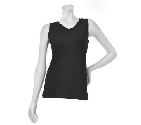 Susan Graver Lace V-Neck Butterknit Sleeveless Top - A231953
