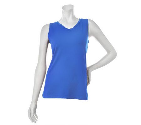 Susan Graver Lace V-Neck Butterknit Sleeveless Top - A231953