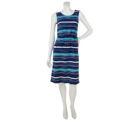 Liz Claiborne New York Striped Knit Dress with Pockets - A232653