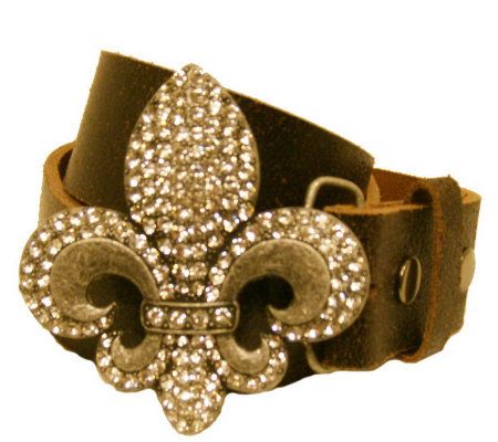 Kelli Kouri Leather Belt w/ Crystal Fleur DeLisBuckle - A241253