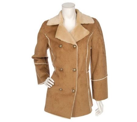Dennis Basso Faux Suede Double Breasted Coat - A73353