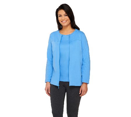 Denim & Co. Novelty Zip Front Jacket and T-Shirt - A85253