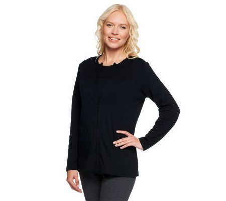 Denim & Co. Novelty Zip Front Jacket and T-Shirt - A85253