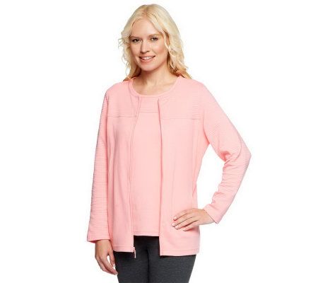 Denim & Co. Novelty Zip Front Jacket and T-Shirt - A85253