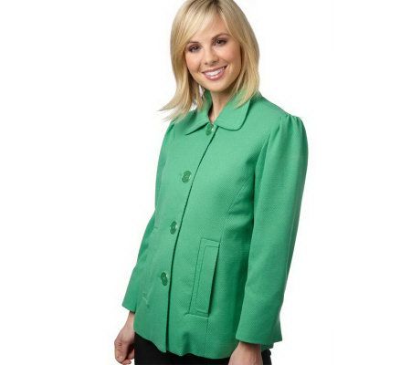 Dialogue Textured Novelty Button Fully Lined A-Line Jacket - A86353