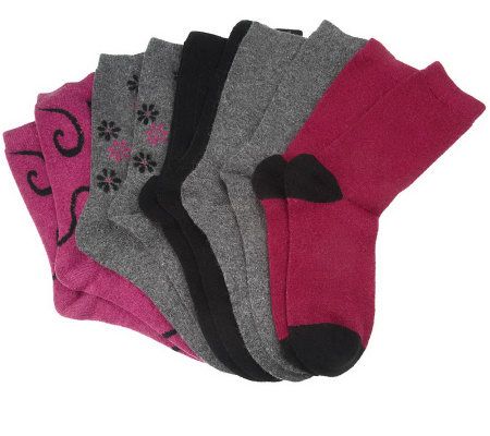 Passione Cashmere Blend 5 Pack Crew Socks - A95553