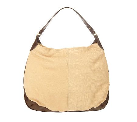 Isaac Mizrahi Live! Matt Suede Snake Embossed Hobo Bag - A201054