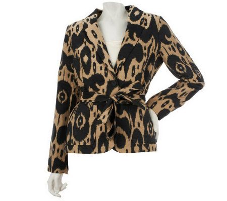 Isaac Mizrahi Live! Ikat Jacquard Shawl Collar Blazer - A225154