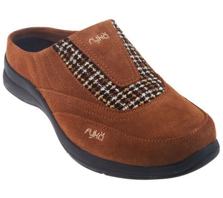 Ryka Slip-on Clog with Wool Plaid Detail - A227554