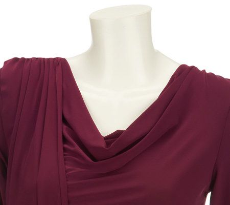 Attitudes by Renee Drape Neck Asymmetrical Hem Top