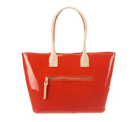 Dooney & Bourke Patent Leather Double Handle Small Shopper w/ Plated Logo
